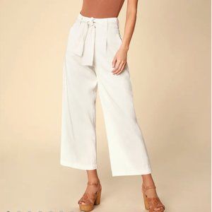 Billabong Off-White Cropped Wide-Leg Pants Size 27